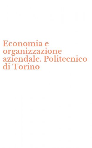 Economia e organizzazione aziendale. Politecnico di Torino
