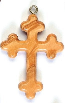 CROCE BAROCCA IN LEGNO DI ULIVO CON LACCIO - Misure: cm 5 x 3,9