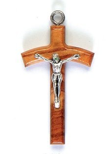 CROCE IN LEGNO DI ULIVO CON CORPO IN METALLO - Misure: 4,5 x 3 cm