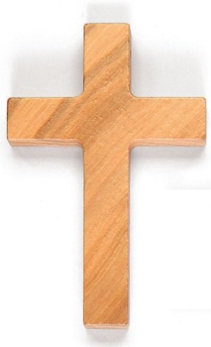 CROCE IN LEGNO DI ULIVO CON CORDONE BIANCO - Misure: cm 8x5