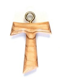 TAU IN LEGNO DI ULIVO CON LACCIO - Misure: cm 2,7 x 2