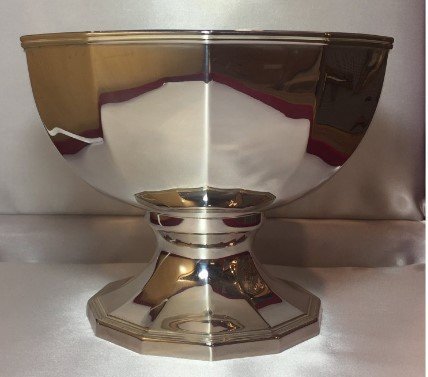 CALICE DODECAGONALE OTTONE BICOLORE - Altezza cm 15, diametro cm 20.