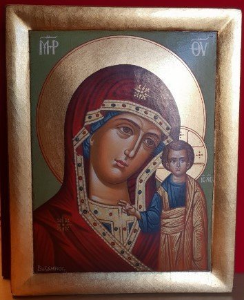 MADONNA DI KAZAN - ICONA GRECA DIPINTA A MANO