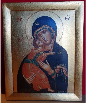 MADONNA DELLA TENEREZZA DI VLADIMIR - ICONA GRECA DIPINTA A MANO