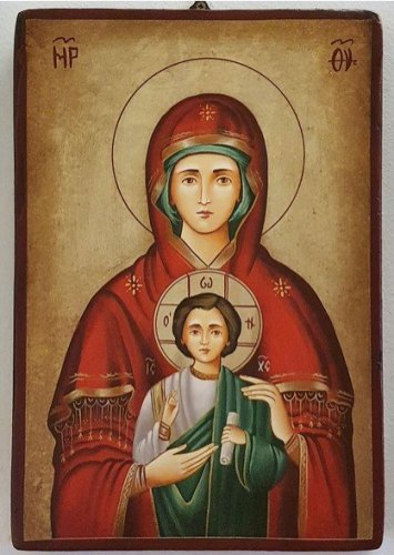 MADONNA  CON BAMBINO IN PIEDE 14X18 CM