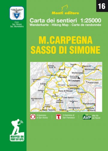 M. Carpegna, Sasso di Simone. Carta dei sentieri
