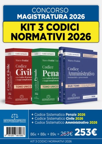 Kit codici normativi 2026 per il concorso in magistratura. Civile-Penale-Amministrativo