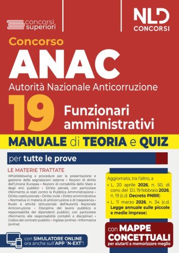 Concorso 19 funzionari amministrativi ANAC. Manuale di teoria e quiz 2026