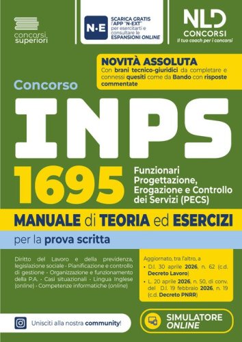 Concorso INPS 2026 1695 Funzionari PECS prova scritta. Manuale di teoria ed esercizi