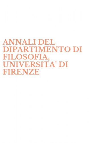 ANNALI DEL DIPARTIMENTO DI FILOSOFIA, UNIVERSITA' DI FIRENZE
