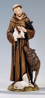 STATUA SAN FRANCESCO CON LUPO - Altezza 16 cm