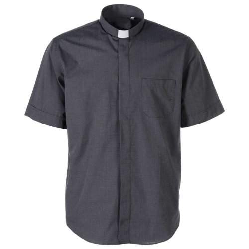 100% cotone,  antracite, manica corta - Trama tessuto fil a fil