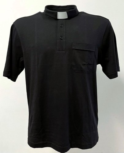 NERO POLO CLERGY 100% COTONE MANICA CORTA
