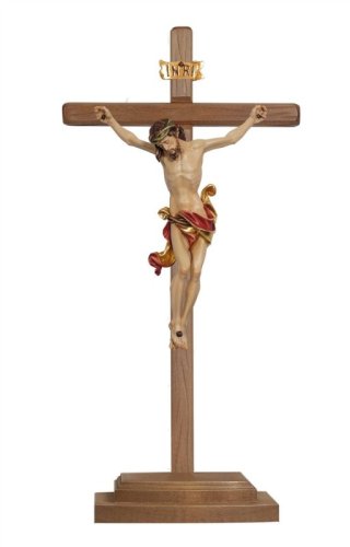 CRISTO LEONARDO/ROSSO  12/28 CM CROCE SU BASE