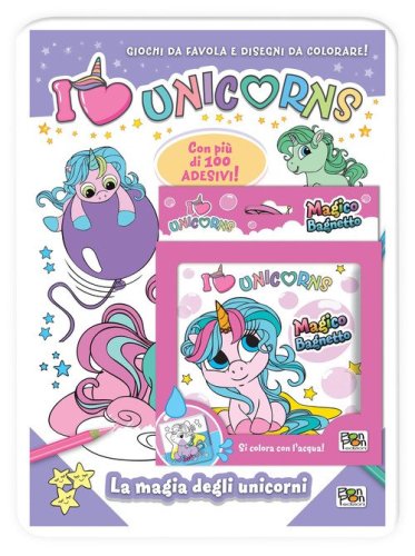 La magia degli unicorni-Magico bagnetto. I love unicorns. Activity book. Con adesivi