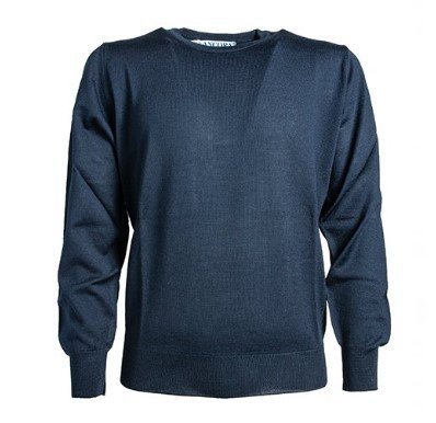PULLOVER GIROCOLLO UOMO BLU - 50% lana 50% acrilico.