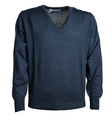 PULLOVER UOMO A "V" BLU - 50% lana 50% acrilico.