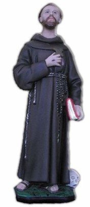 STATUA SAN FRANCESCO D'ASSISI CON TESCHIO - Altezza 40 cm