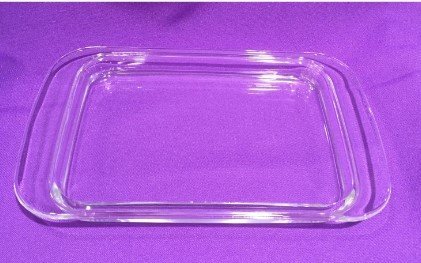 PIATTINO VETRO RETTANGOLARE - Misure: 22 x 14 cm.
