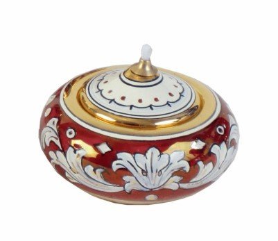 LAMPADA DA ALTARE - Realizzata in ceramica (Deruta), color rubino. Diametro cm 10.