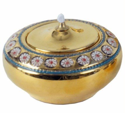 LAMPADA DA ALTARE - Realizzato in ceramica decorata oro zecchino. Diametro 12 cm