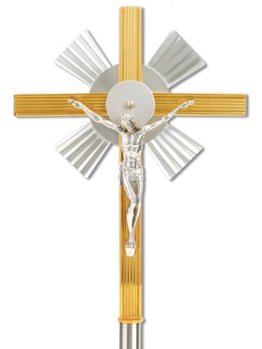 CROCE ASTILE BICOLORE - Lunghezza asta: cm 150 - Larghezza croce: cm 25 - h. croce: cm 33,5
