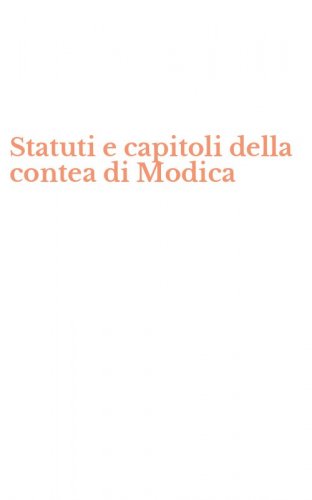 Statuti e capitoli della contea di Modica