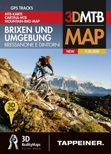 Bressanone e dintorni-Brixen und umgebung. Cartina topografica 1:35000. Con panoramiche 3D
