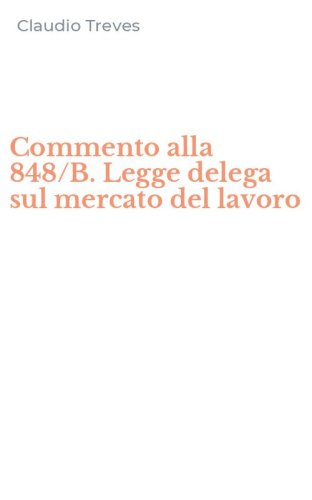 Commento alla 848/B. Legge delega sul mercato del lavoro