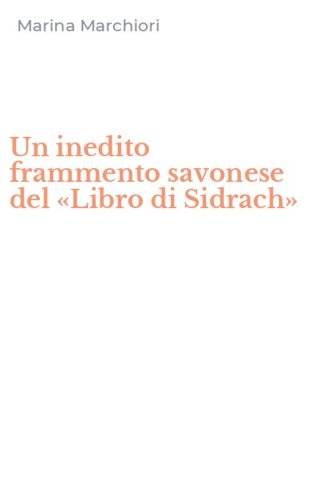 Un inedito frammento savonese del &laquo;Libro di Sidrach&raquo;