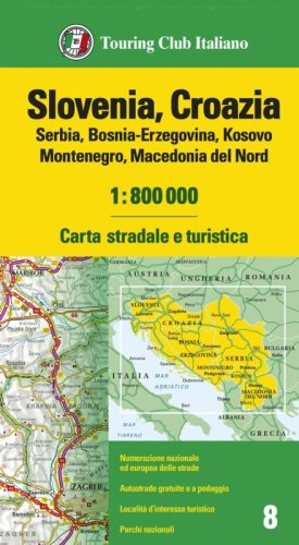 Slovenia, Croazia, Serbia, Bosnia 1:800 000