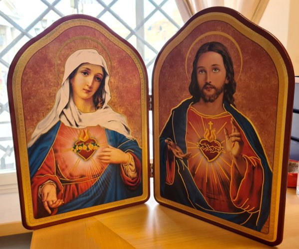 DITTICO SACRO CUORE DI GESU E MARIA  CM 20X29.5