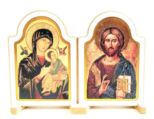 DITTICO CRISTO PANTOCRATORE E MADONNA DI VLADIMIR - Misure: 10x14 cm