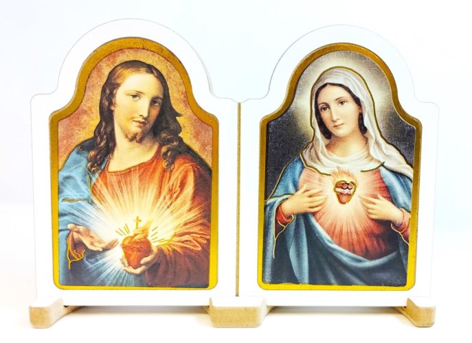 DITTICO SACRO CUORE DI GESU' E MARIA - Misure: 10x14 cm