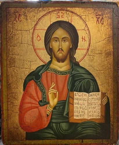 CRISTO MAESTRO 18X22 CM - ICONA DIPINTA A MANO E ANTICATA