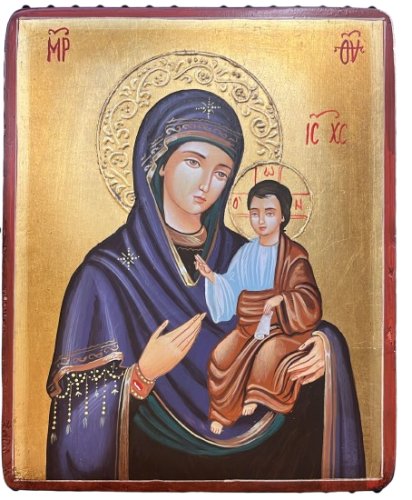 MADONNA CON BAMBINO 18X22 CM - ICONA DIPINTA A MANO
