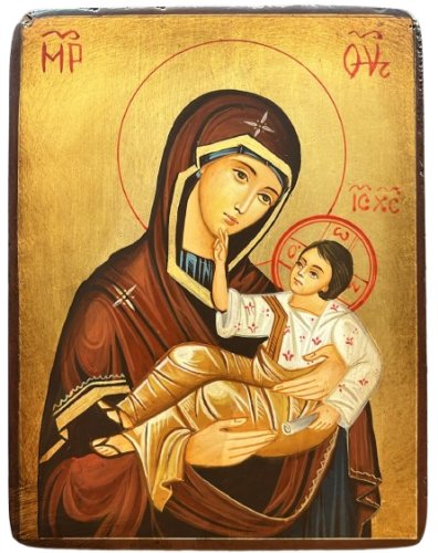 MADONNA CON BAMBINO 18X22 CM - ICONA DIPINTA A MANO
