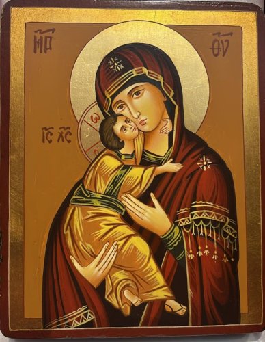 MADONNA DI VLADIMIR 18X22 CM - ICONA DIPINTA A MANO