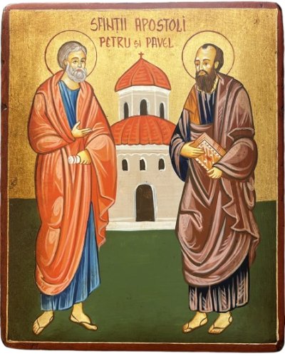 S. PIETRO E PAOLO - Icona dipinta a mano, misure 18 x 22 cm.